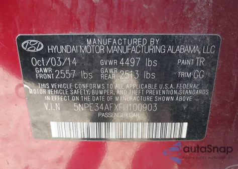 2015 Hyundai Sonata Sport from USA, damaged, VIN 5NPE34AFXFH100903